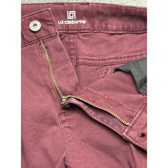 LIz Claiborne Women's Size 6 (32x30) Maroon Burgundy Pants Straight Leg Stretch - Picture 3 of 12